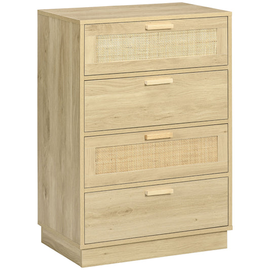 4 Drawer Dresser, Boho Chest of Drawers Storage Cabinet, Natural