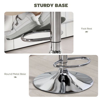 Adjustable Height Barstool Steel Pole PU Leather, Green