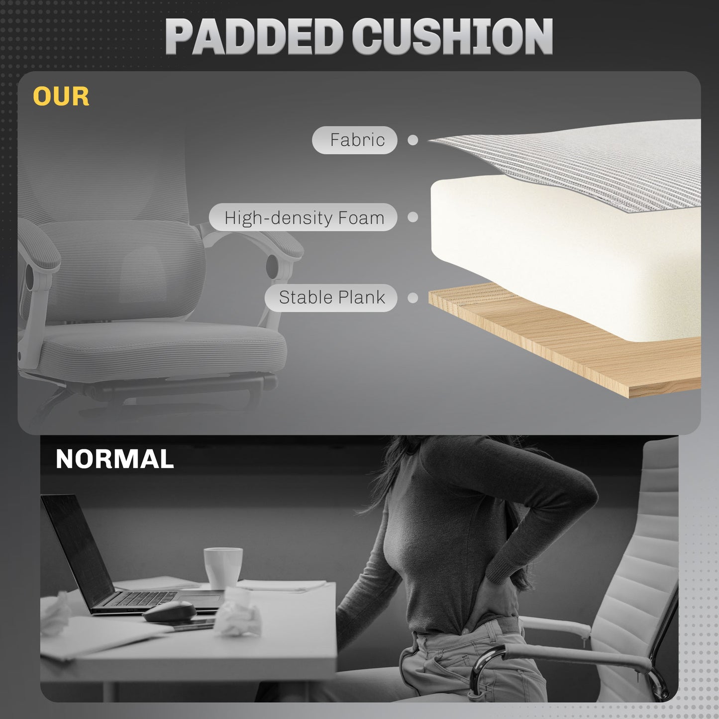 Mesh Ergonomic Office Chair with Lumbar Support, Headrest, Grey