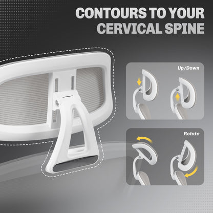 Mesh Ergonomic Office Chair with Lumbar Support, Headrest, Grey