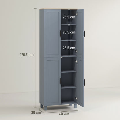 Modern Kitchen Cupboard Storage Cabinet with 6 Shelves, Grey