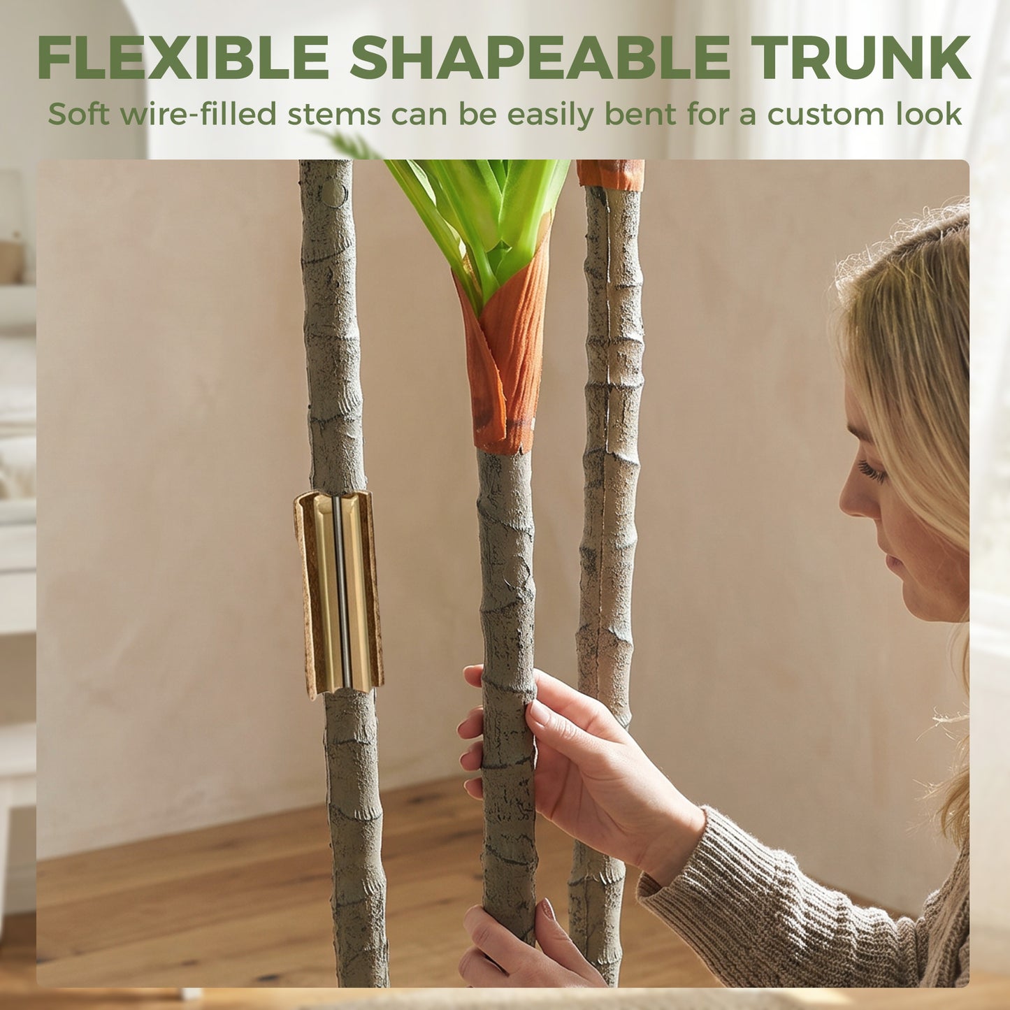 Set of 2 90cm Artificial Dracaena Trees, Decorative Artificial Plants with Bendable Trunks and White Planters for Living Room Bedroom Home Office Decor, Green