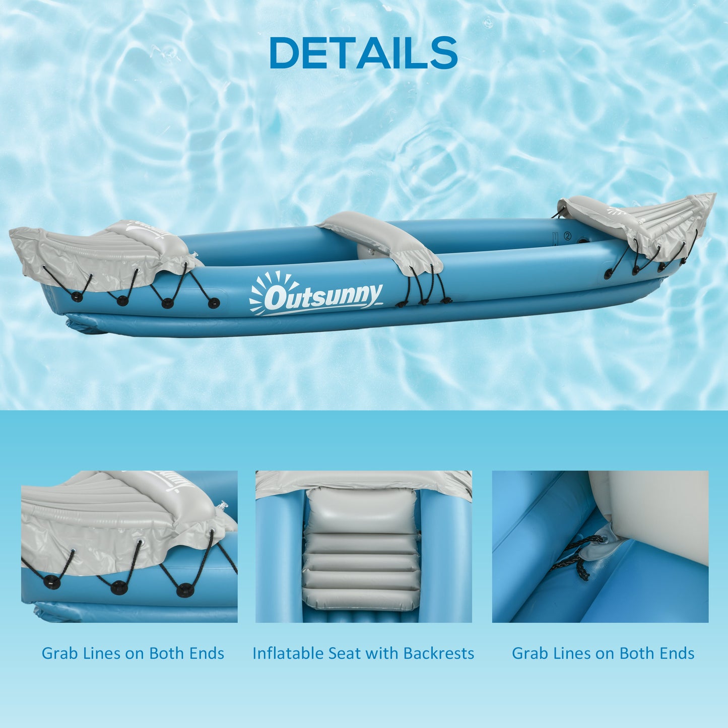 Inflatable Kayak Two-Person Inflatable Boat w/ Air Pump, Blue