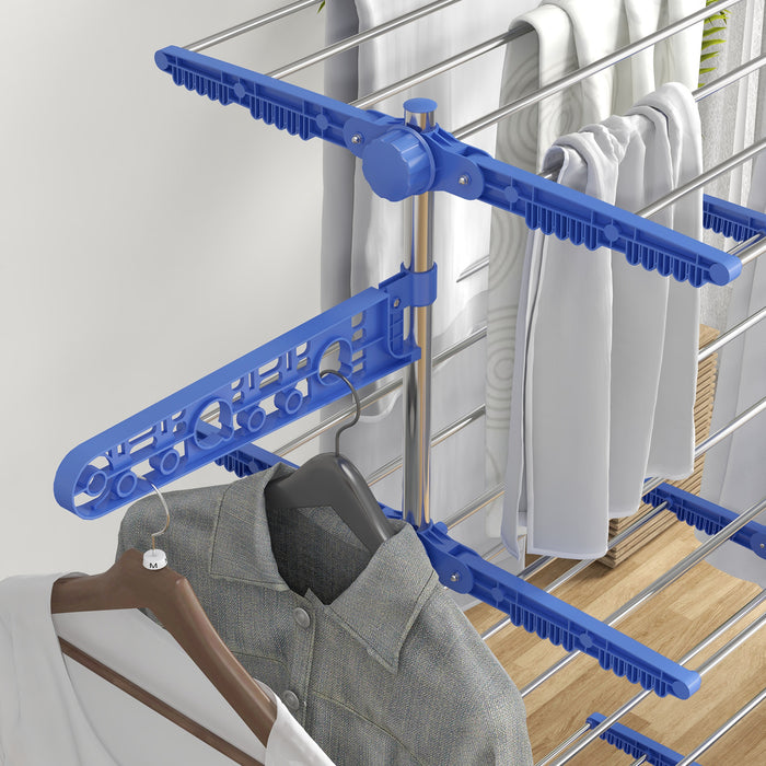 4-Tier Large Clothes Airer Stainless Steel Clothes Drying Rack Blue