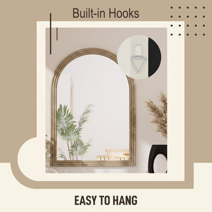 Modern Wall-Mounted Mirror with Grooved Edge, Brown