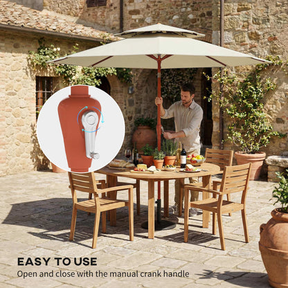 2.7 m Garden Parasol with Double Top, Cream White