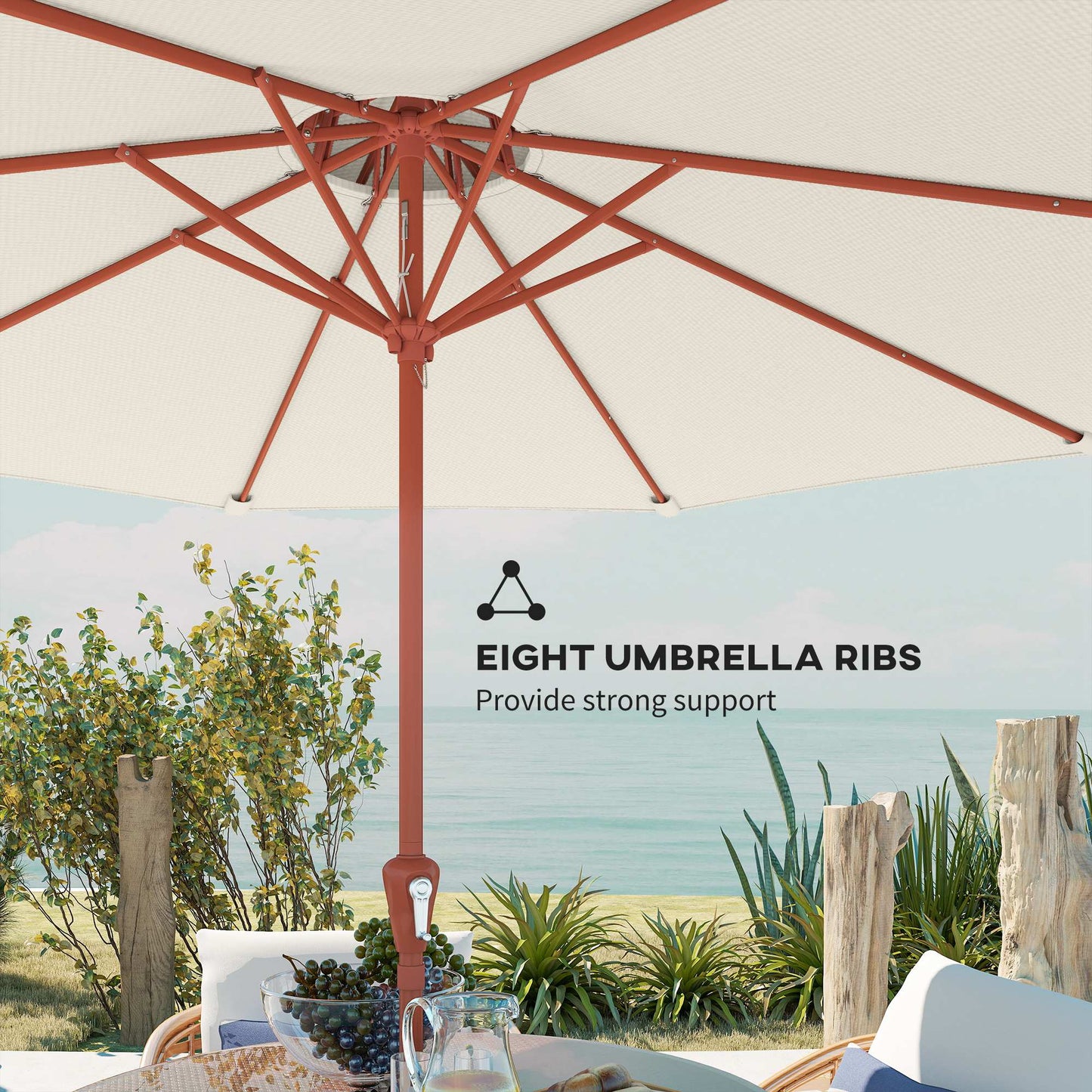 2.7 m Garden Parasol with Double Top, Cream White