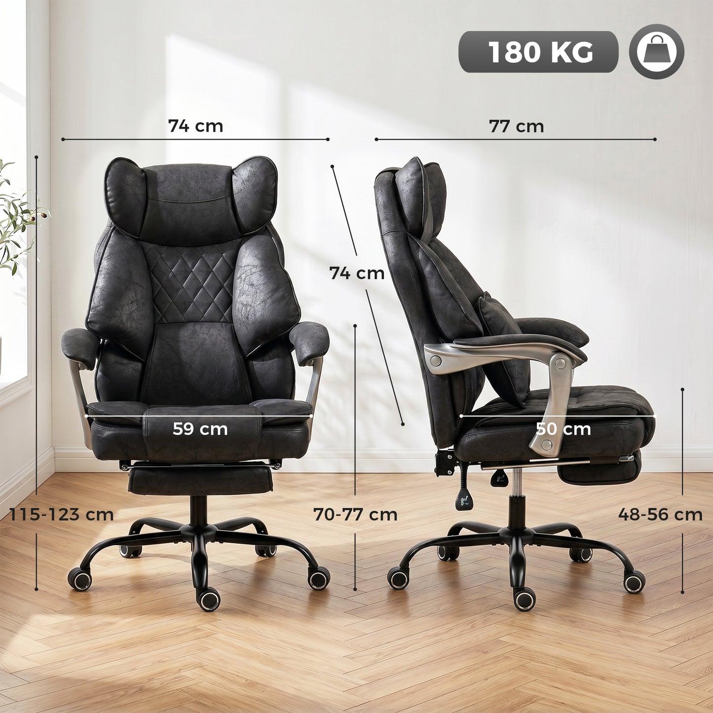 Big and Tall Office Chair with Lumbar Support, Black