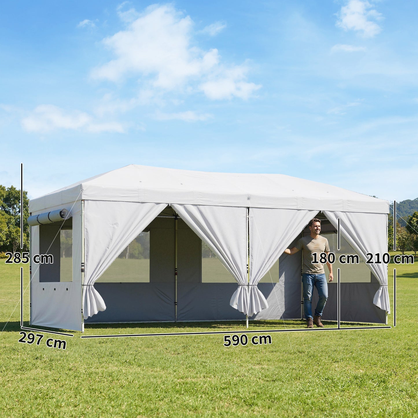 3 x 6 m Pop Up Gazebo, UPF50+ Wedding Party Tent Marquee, White