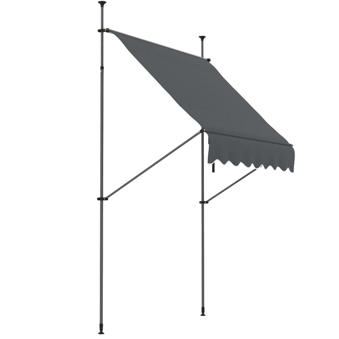 2 x 1.2m Retractable Awning, Free Standing Patio Sun Shade Shelter, UV Resistant, for Window and Door, Grey