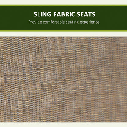 3 Person Outdoor Patio Porch Swing Chair with High Back Design, Side Pouches and Adjustable Canopy, Brown