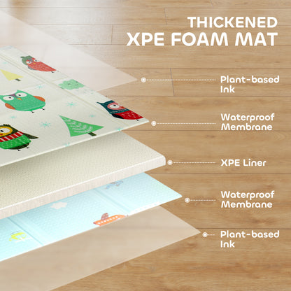 Baby Play Mat Double-Sided, Kids Floor Mat, Car Track and Owl Theme