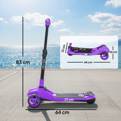 Electric Scooter for Kids, 3 Wheel Foldable Kids Scooter, Purple