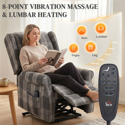 Power Lift Recliner Chair with Vibration Massage and Heat, Grey