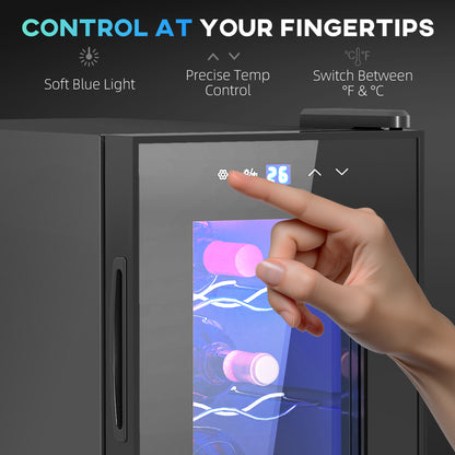 Mini Beer and Wine Fridge, 6 Bottle, with Glass Door, Touch Screen