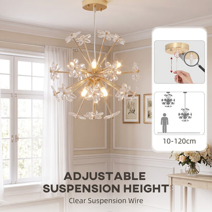 Crystal Chandeliers Ceiling Light with Flower, Pendant Light, Clear