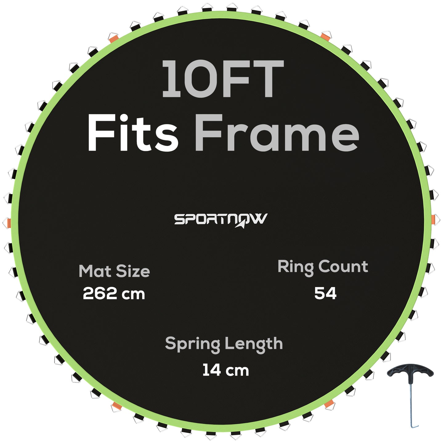 Trampoline Mat with 54 V-Hooks, for 10ft Trampoline, Green