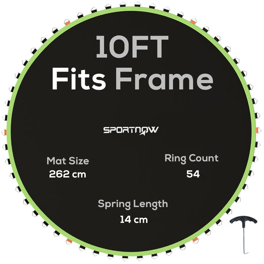 Trampoline Mat with 54 V-Hooks, for 10ft Trampoline, Green