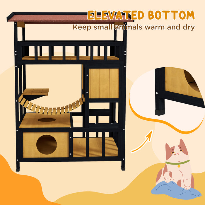 Outdoor Cat House w/ Suspension Bridge, Houses, Balcony