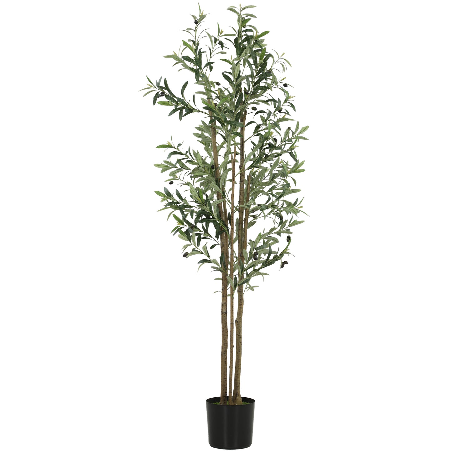 175 cm Artificial Olive Tree, Tall Faux Plant with 787 Leaves & Adjustable Branches, Artificial Plant for Living Room Home Office Floor Indoors Outdoors