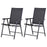 Set of 2 Garden Chairs Outdoor Patio Foldable Metal Park Dining Seat Yard Furniture Black