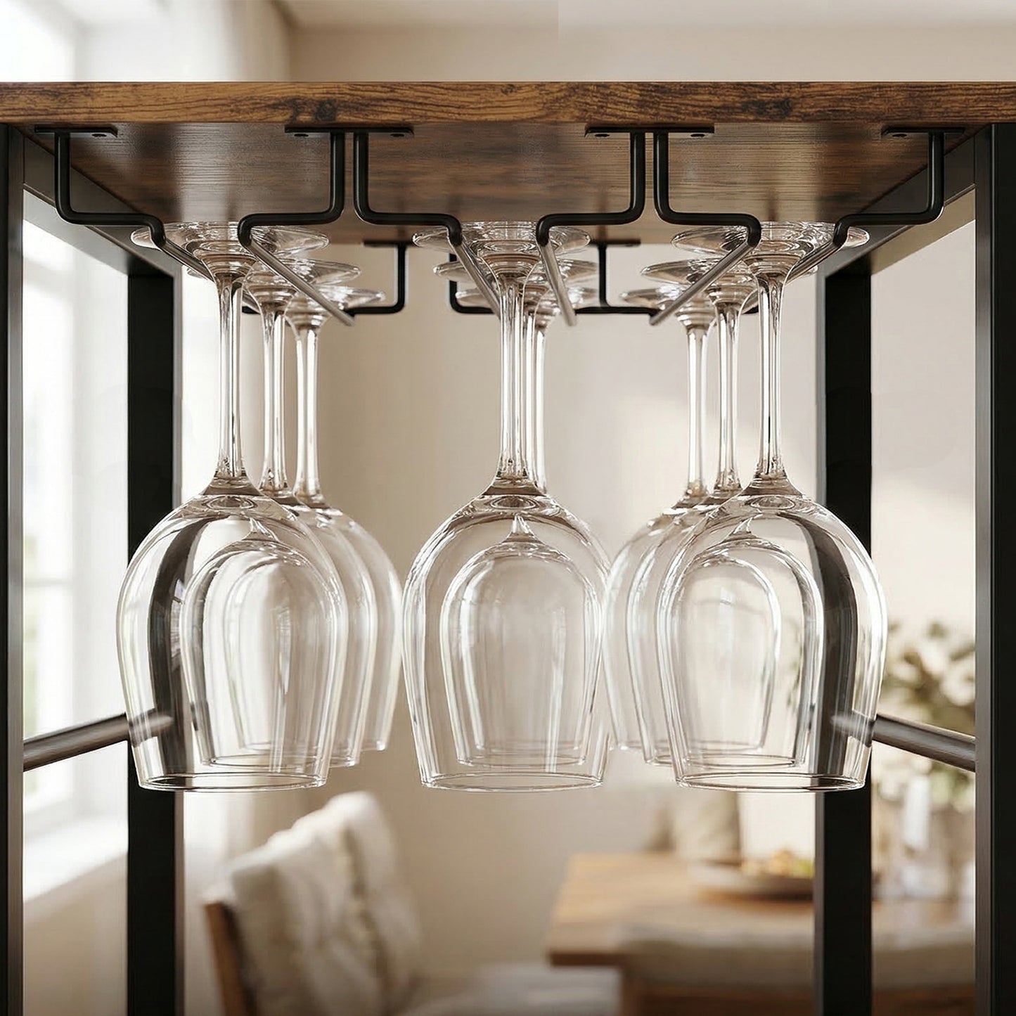 Wine Bar Cabinet 16-Bottle Wine Rack Rustic Brown