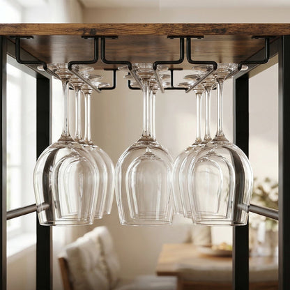 Wine Bar Cabinet 16-Bottle Wine Rack Rustic Brown
