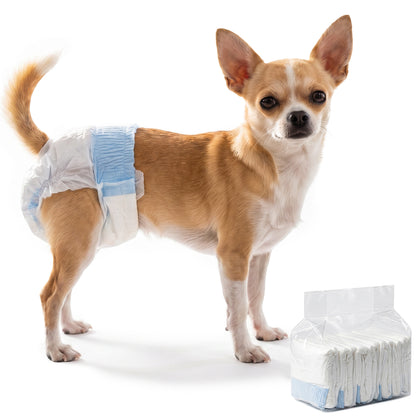 Disposable Dog Diapers Female, 48 Count Absorbent Dog Nappies, Puppy Sanitary Wraps Panties for Incontinence or Excitable Urination and Training, XS, 15-33 cm