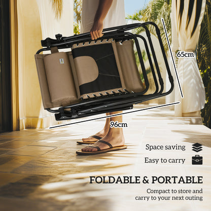 2 Pcs Zero Gravity Lounger Chair, Folding Reclining Chair, Brown