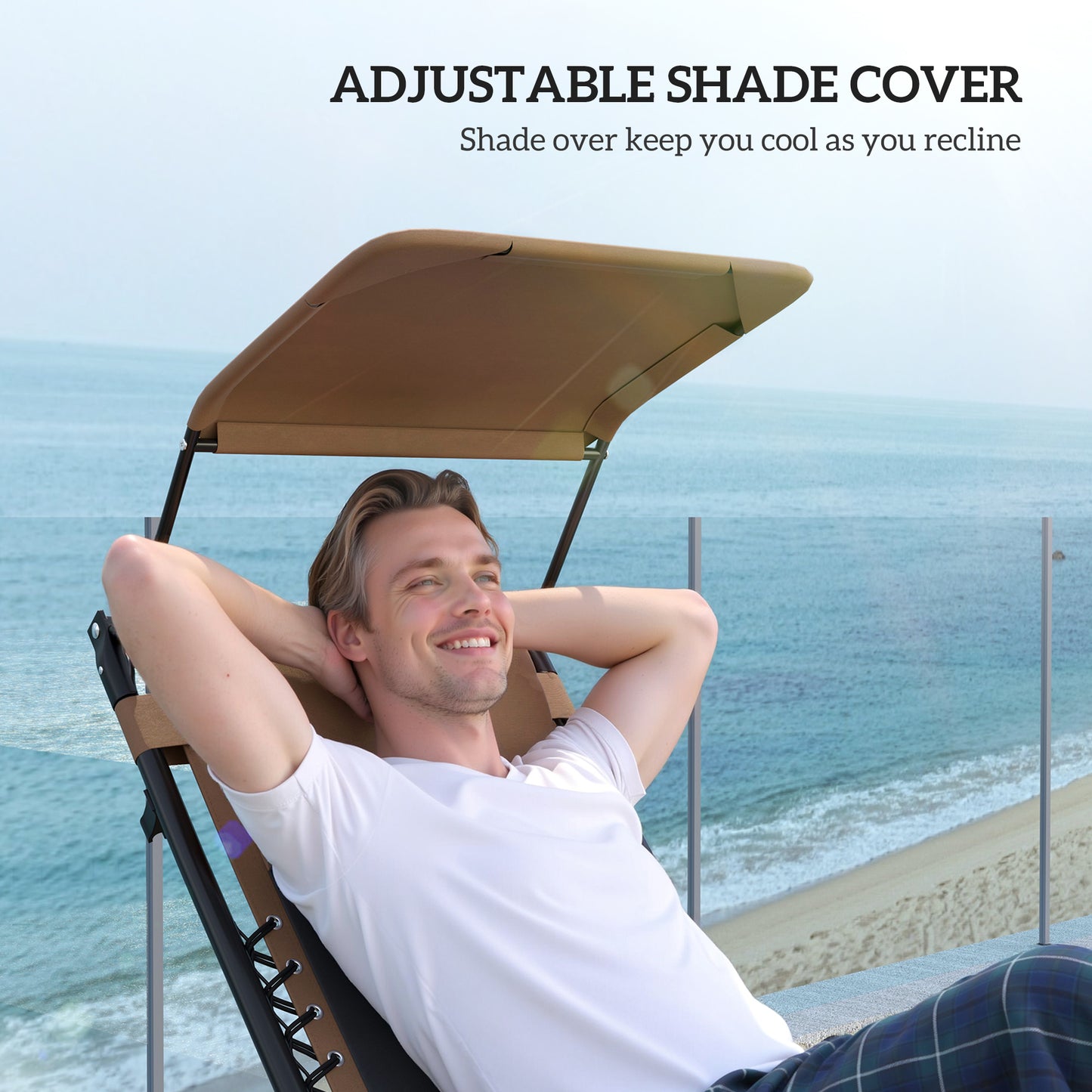 2 Pcs Zero Gravity Lounger Chair, Folding Reclining Chair, Brown