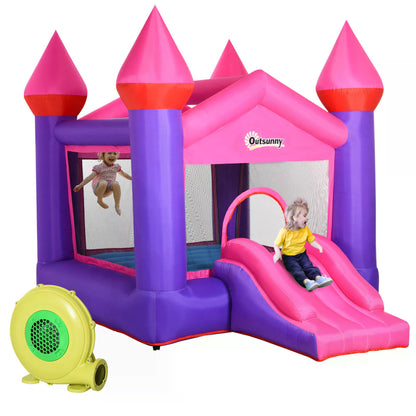 Kids Bounce Castle House Inflatable Trampoline Slide 2 in 1 with Inflator for Kids Age 3-12 Multi-color 3.5 x 2.5 x 2.7m