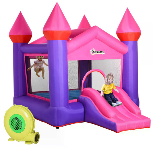 Kids Bounce Castle House Inflatable Trampoline Slide 2 in 1 with Inflator for Kids Age 3-12 Multi-color 3.5 x 2.5 x 2.7m