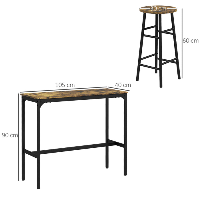 5 Piece Bar Set, Industrial Kitchen and Chair Set Rustic Brown