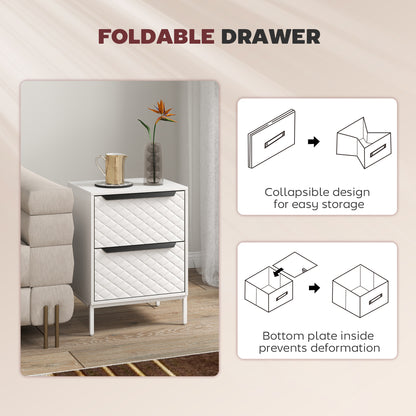 Chest of Drawers, 2 Fabric Drawer Dresser, Aluminium Handles, White