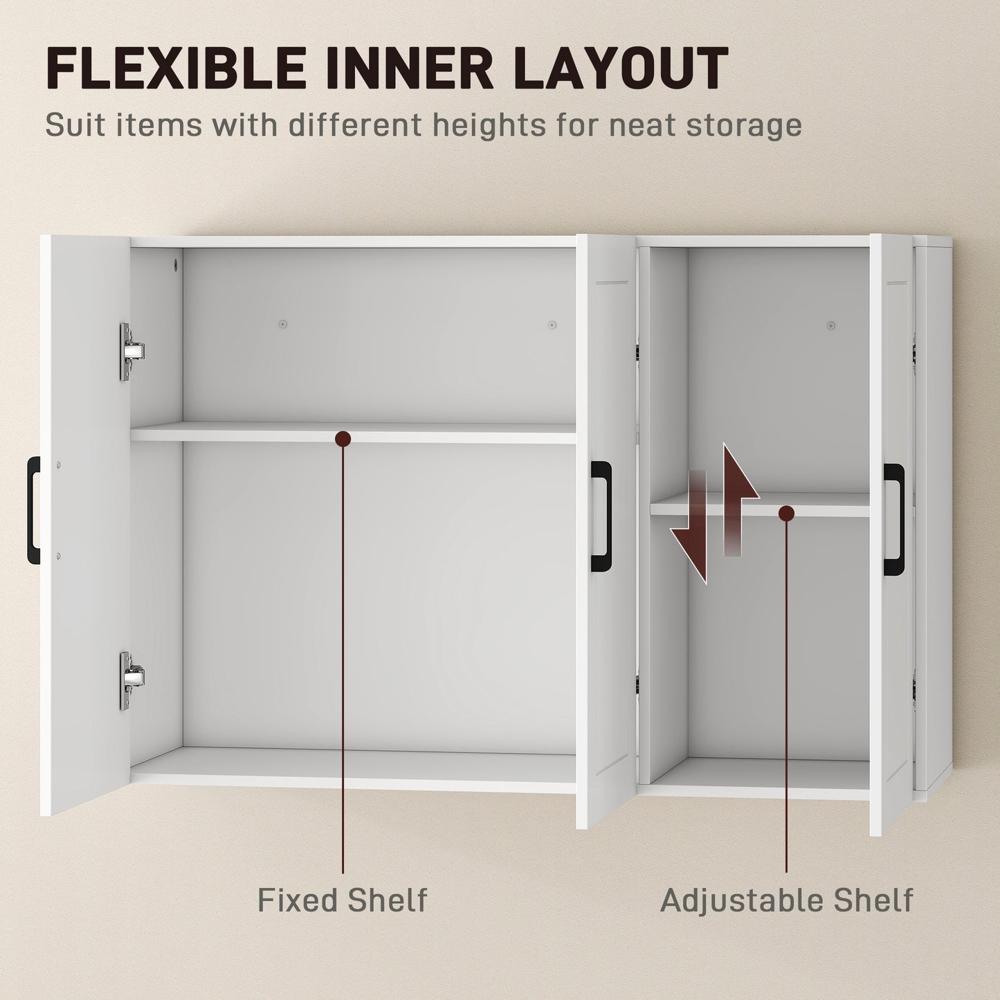 Wall Mounted Bathroom Cabinet with Adjustable Shelves, White