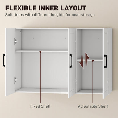 Wall Mounted Bathroom Cabinet with Adjustable Shelves, White