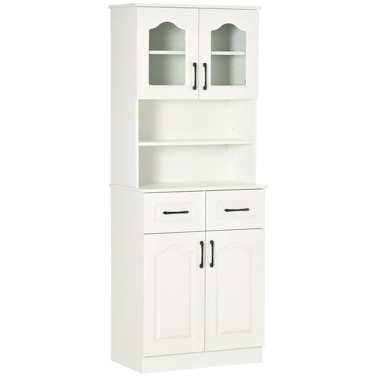 Kitchen Cupboard Storage Cabinet Adjustable Shelves, Countertop,White