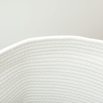 36L Cotton Rope Laundry Basket with Handles for Pillows Clothes Cream