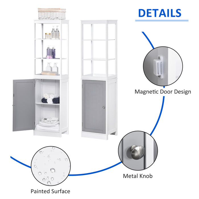 Kleankin Slimline Bathroom Storage Cabinet, Free Standing Tallboy Unit for Bathroom, Living Room, Kitchen,Multi-Purpose Storage Unit