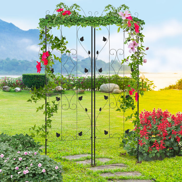 Metal Trellis Set of 2, Garden Trellis for Climbing Plants Support Frames, Leaf Design