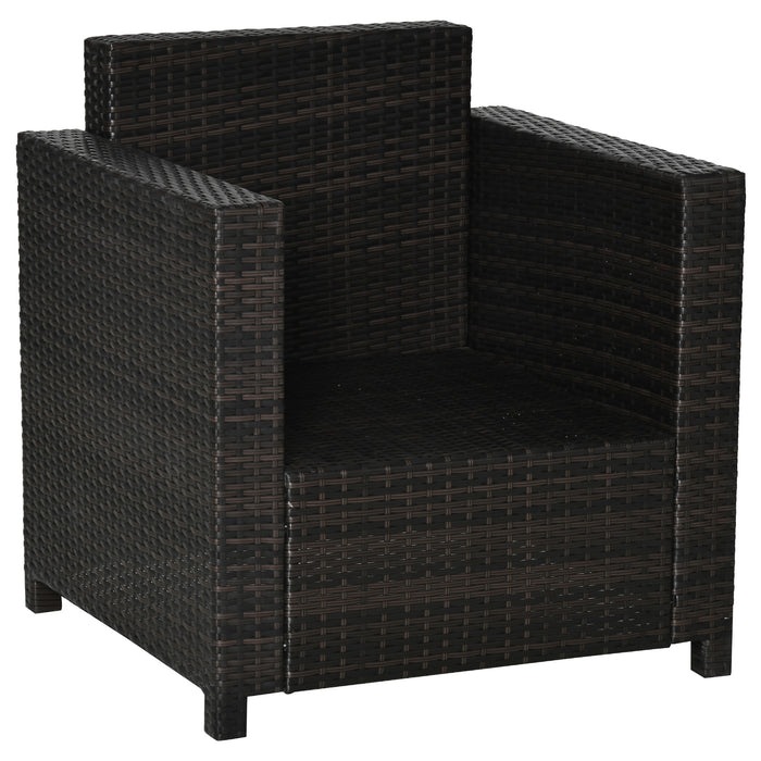 1 Seater Rattan Garden All-Weather Wicker Weave Single Sofa Armchair with Fire Resistant Cushion - Black