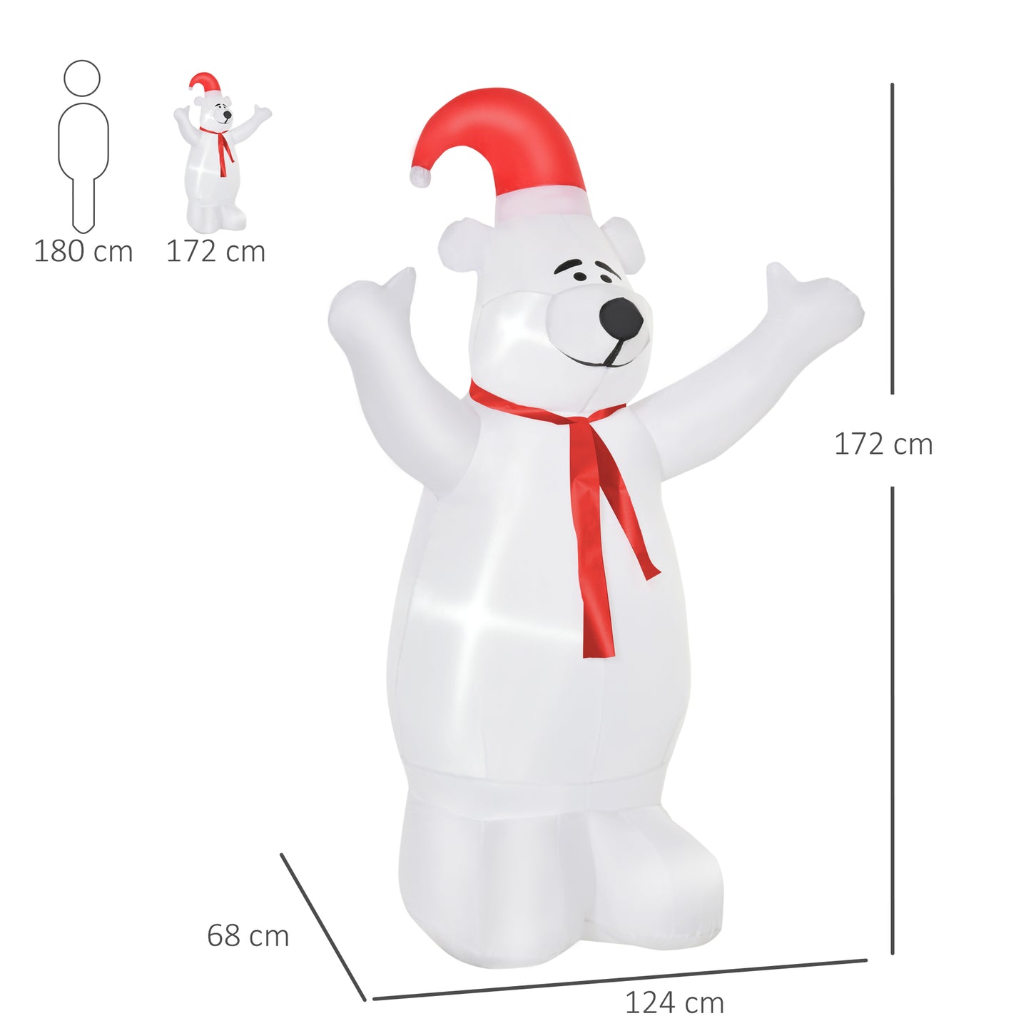 6ft Tall Outdoor Inflatable Bear Lighted Airblown Christmas Lawn Décor
