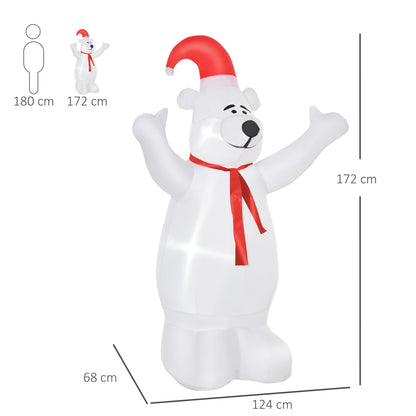 6ft Tall Outdoor Inflatable Bear Lighted Airblown Christmas Lawn Décor