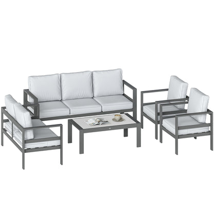 Aluminium Garden Furniture Sofa Set with Olefin Cushions, Dark Grey