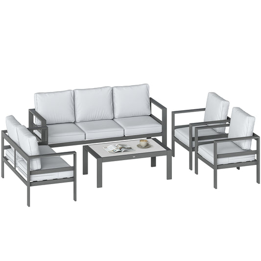 Aluminium Garden Furniture Sofa Set with Olefin Cushions, Dark Grey