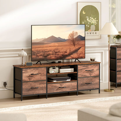 TV Unit with Charging Station, TV Stand for TVs up to 65 Inch
