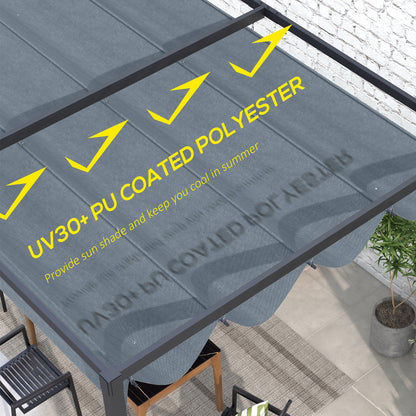 Pergola Roof, Retractable Sun Shade Cover for 3 x 2.15m Pergola, UV30+ Protected, Grey