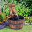 Wood Barrel Pump Patio Water Fountain Water Feature Electric Garden