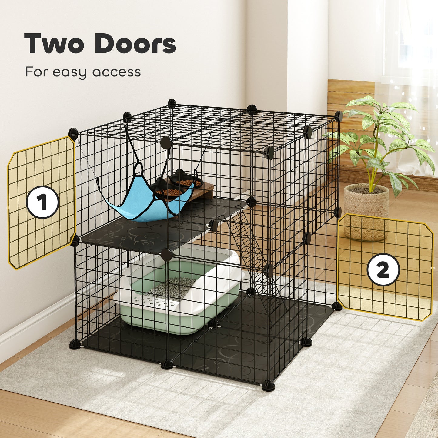 Indoor Cat Cage with DIY Customizable Design 70 cm Black