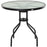 Garden Table Outdoor Round Dining Coffee Table with Parasol Hole, Tempered Glass Top Side Table - 80cm Diameter